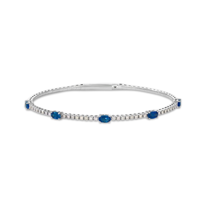 Main Image 1 of Le Vian Oval-Cut Blue Sapphire Bangle Bracelet 3/8 ct tw Diamonds 14K Vanilla Gold