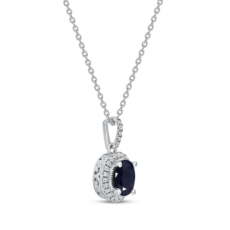 Main Image 2 of Blue Sapphire & Diamond Necklace 1/15 ct tw 10K White Gold 18&quot;