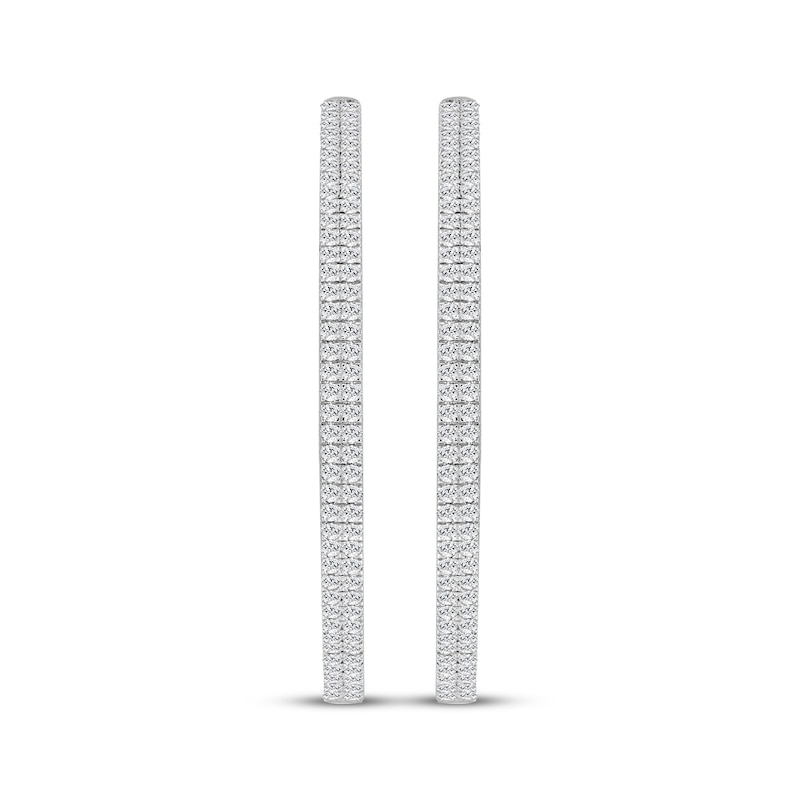 Main Image 2 of Diamond Two-Row Hoop Earrings 2 ct tw 10K White Gold