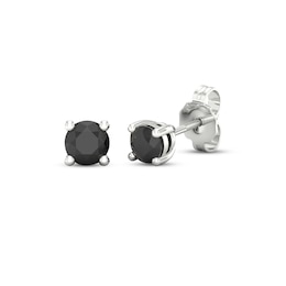 Round-Cut Black Diamond Solitaire Stud Earrings 1/2 ct tw 10K White Gold