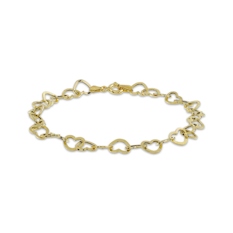 Main Image 1 of Heart Chain Bracelet 10K Yellow Gold 7.5&quot;