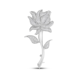 Men's Diamond Rose Brooch 1 ct tw Sterling Silver