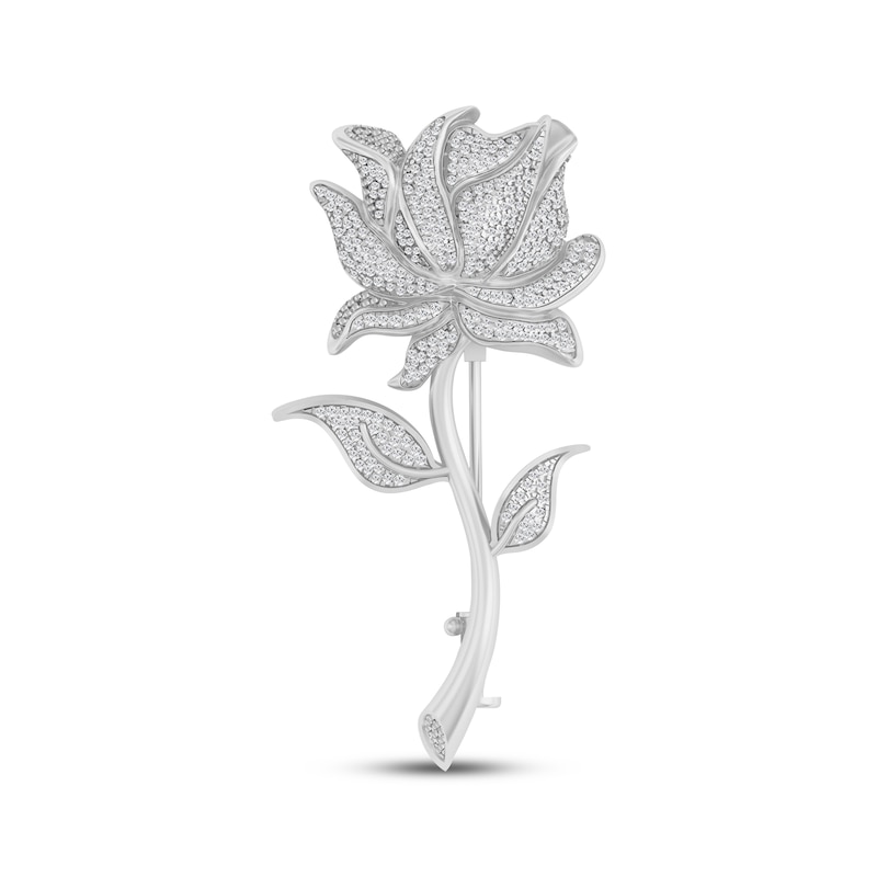 Main Image 1 of Men's Diamond Rose Brooch 1 ct tw Sterling Silver