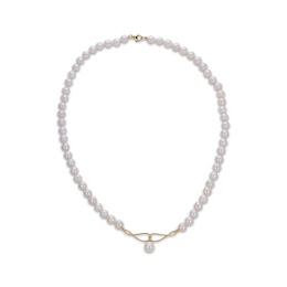 Cultured Pearl Loop Necklace 10K Yellow Gold 18&quot;