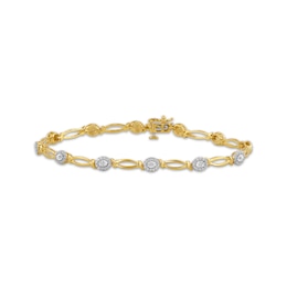 Diamond Oval Halo Link Bracelet 1/2 ct tw 10K Yellow Gold 7&quot;