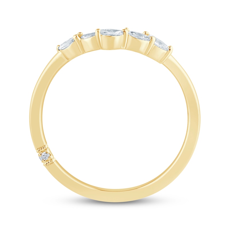 Main Image 3 of Monique Lhuillier Bliss Marquise-Cut Lab-Grown Diamond Contour Wedding Band 1/6 ct tw 18K Yellow Gold