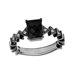 Star Wars Octagon-Cut Black Onyx & Diamond Ring 1/20 ct tw Black Rhodium-Plated Sterling Silver