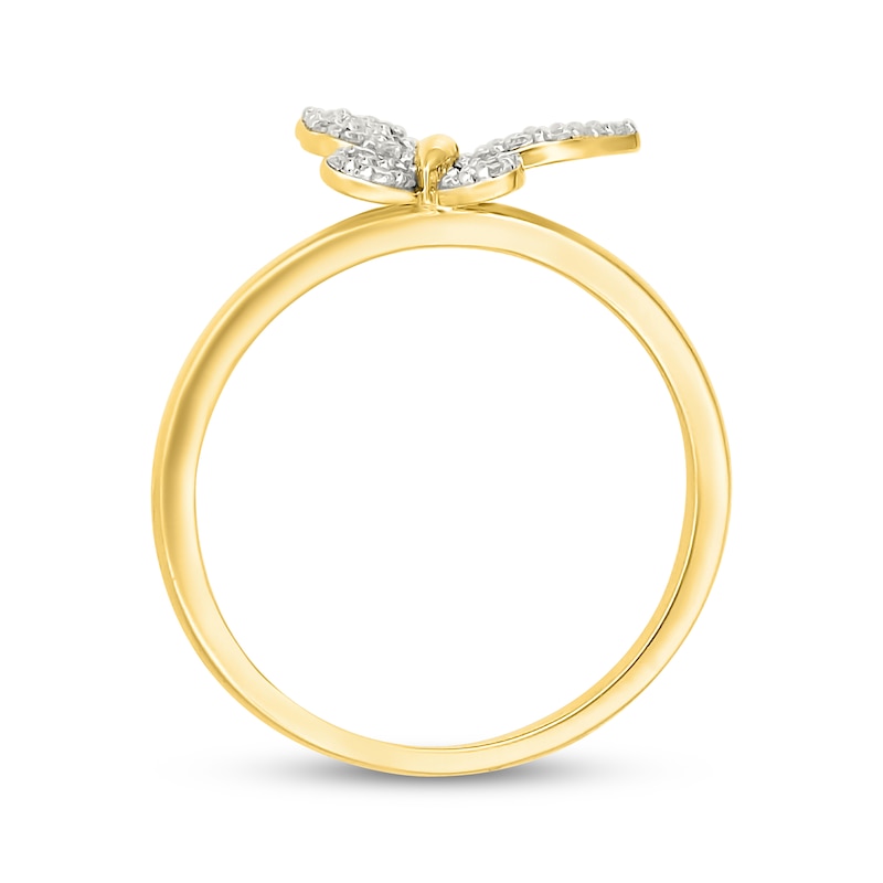 Diamond Tilted Butterfly Ring 1/5 ct tw 10K Yellow Gold | Kay