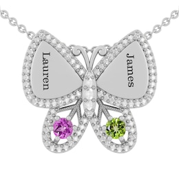 1/20 Ct. tw Diamond Color Stone Couple's Butterfly Necklace
