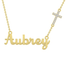 1/20 Ct. tw Diamond Name Plate Cross Necklace