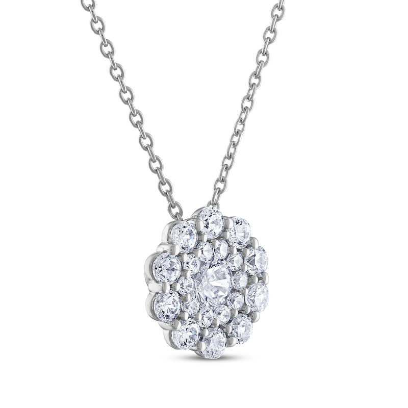 Main Image 2 of THE LEO Multi-Diamond Center Necklace 1 ct tw Round-Cut 14K White Gold 19&quot;