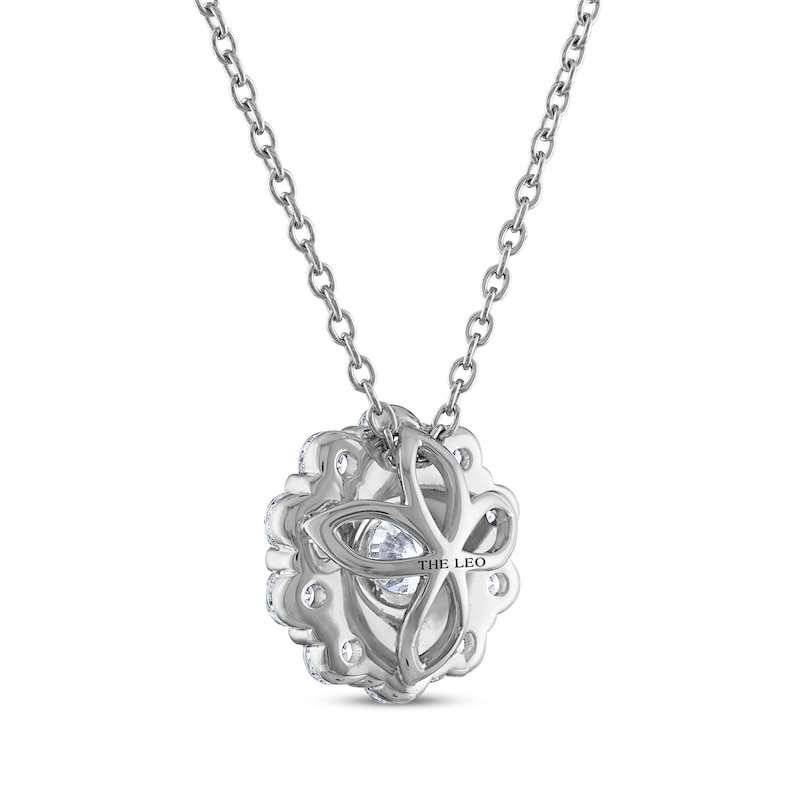 Main Image 3 of THE LEO Multi-Diamond Center Necklace 1 ct tw Round-Cut 14K White Gold 19&quot;