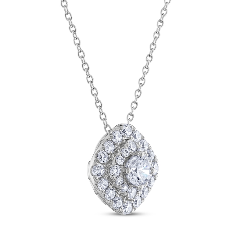 Main Image 2 of THE LEO Cushion-Shaped Diamond Necklace 1 ct tw Round-Cut 14K White Gold 19&quot;