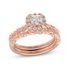 Thumbnail Image 1 of THE LEO First Light Diamond Princess-Cut Cushion Halo Twist Bridal Set 1 ct tw 14K Rose Gold