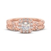 Thumbnail Image 3 of THE LEO First Light Diamond Princess-Cut Cushion Halo Twist Bridal Set 1 ct tw 14K Rose Gold