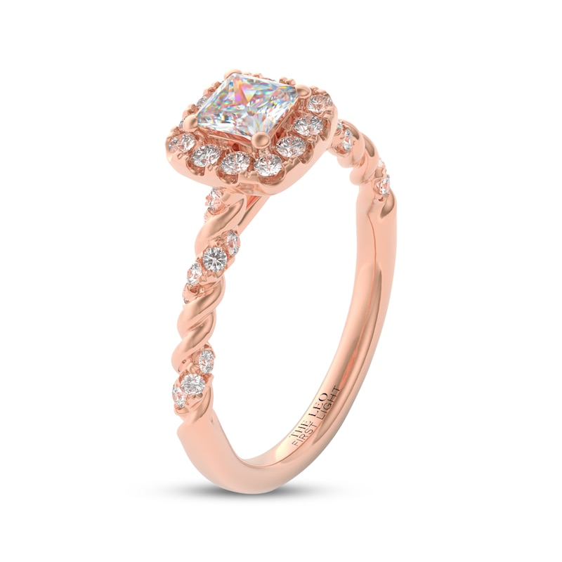 Main Image 5 of THE LEO First Light Diamond Princess-Cut Halo Engagement Ring 7/8 ct tw 14K Rose Gold