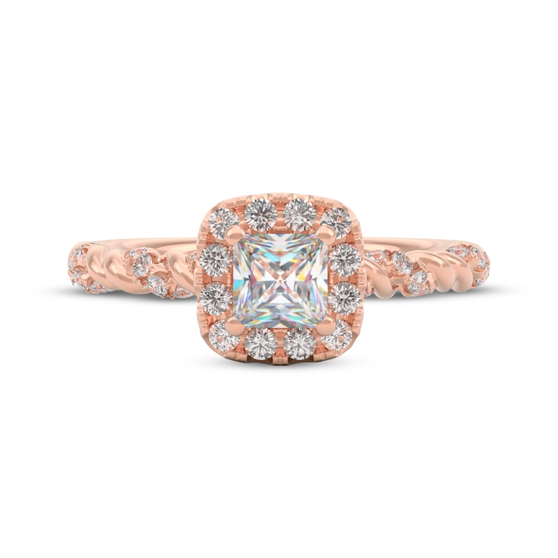 Main Image 6 of THE LEO First Light Diamond Princess-Cut Halo Engagement Ring 7/8 ct tw 14K Rose Gold