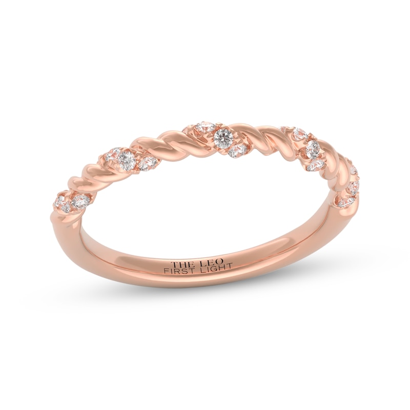 Main Image 1 of THE LEO First Light Diamond Twist Wedding Band 1/6 ct tw 14K Rose Gold