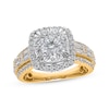 Thumbnail Image 1 of Multi-Diamond Center Cushion Frame Engagement Ring 2 ct tw 14K Yellow Gold