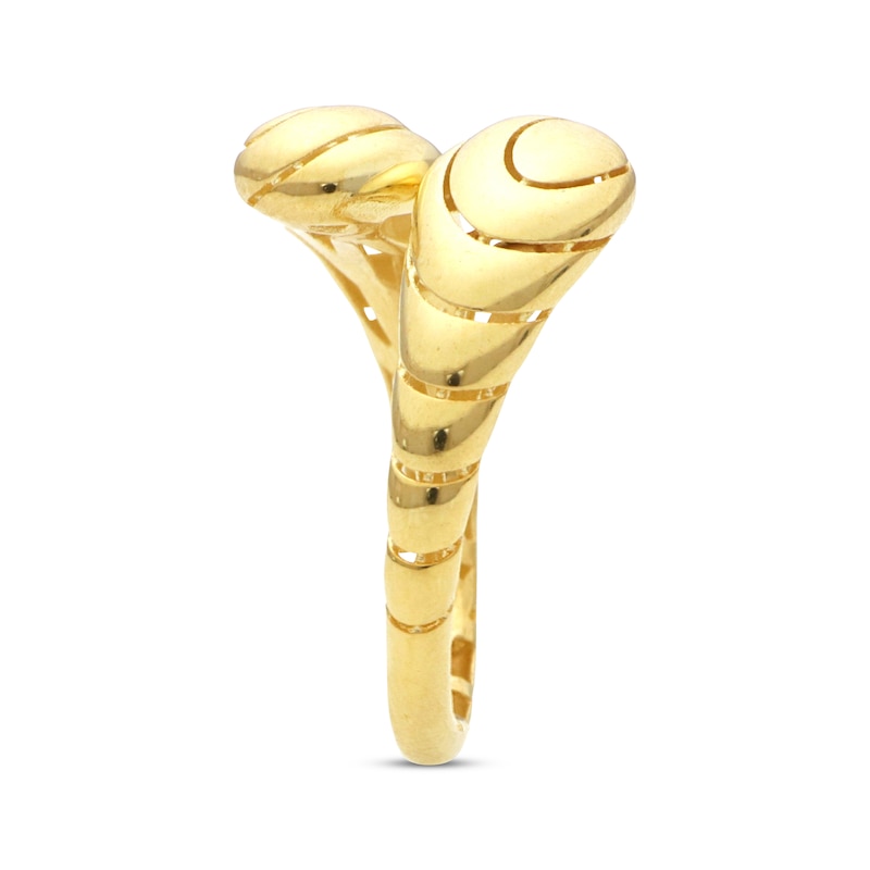 Main Image 2 of Textured Bulb Bypass Ring 14K Yellow Gold - Size 7