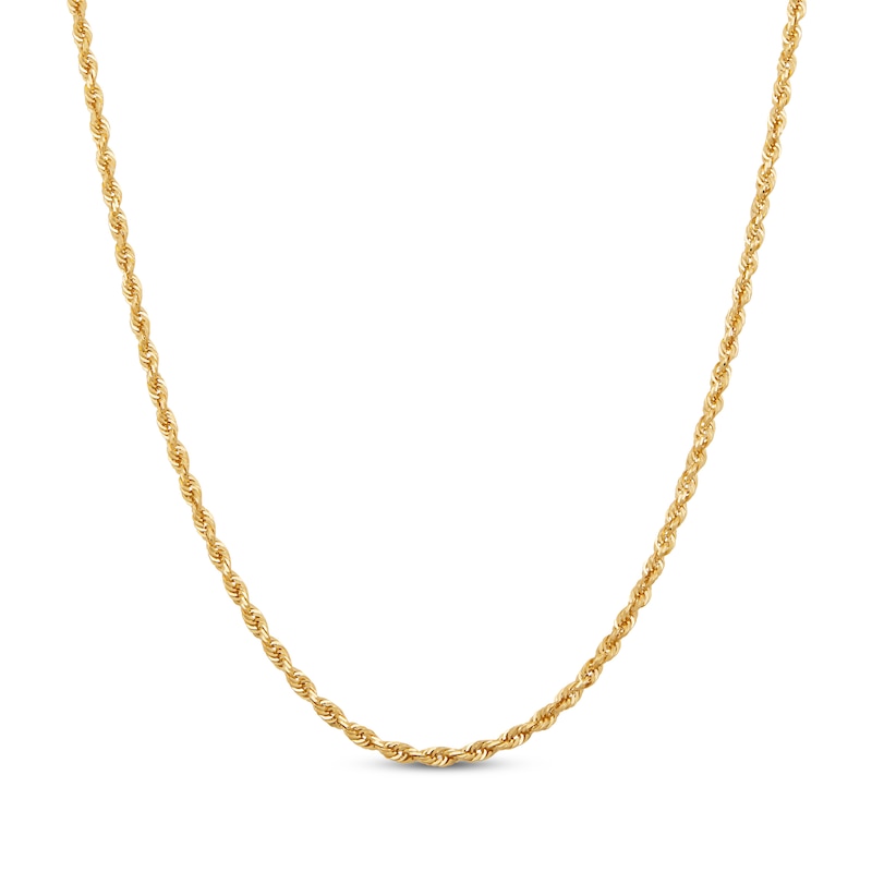 Main Image 1 of Solid Glitter Rope Chain Necklace 3mm 14K Yellow Gold 18&quot;