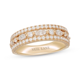 Neil Lane Premiere Diamond Marquise & Round-Cut Three-Row Anniversary Band 7/8 ct tw 14K Yellow Gold