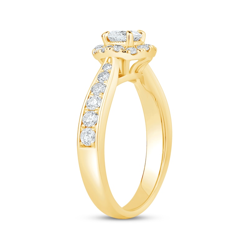 Main Image 2 of Round-Cut Diamond Halo Engagement Ring 1 ct tw 14K Yellow Gold