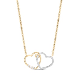 Hallmark Diamonds Interlocking Hearts Necklace 1/5 ct tw 10K Yellow Gold 18&quot;