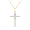 Thumbnail Image 0 of THE LEO Diamond Princess & Round-Cut Cross Necklace 1 ct tw 14K Yellow Gold 19"