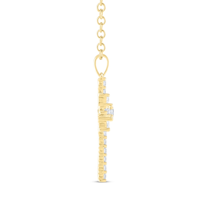 THE LEO Diamond Princess & Round-Cut Cross Necklace 1 ct tw 14K Yellow Gold 19"