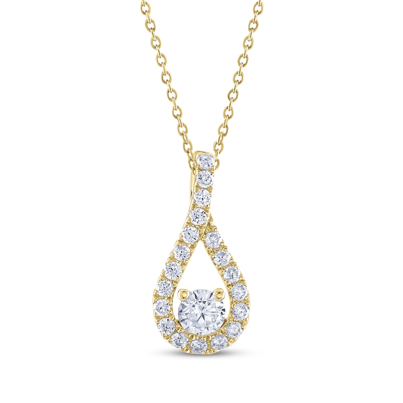 Main Image 1 of THE LEO Diamond Teardrop Twist Necklace 1/2 ct tw 14K Yellow Gold 19&quot;