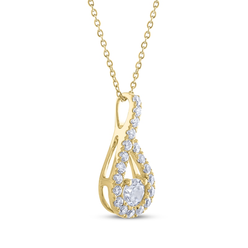 Main Image 2 of THE LEO Diamond Teardrop Twist Necklace 1/2 ct tw 14K Yellow Gold 19&quot;