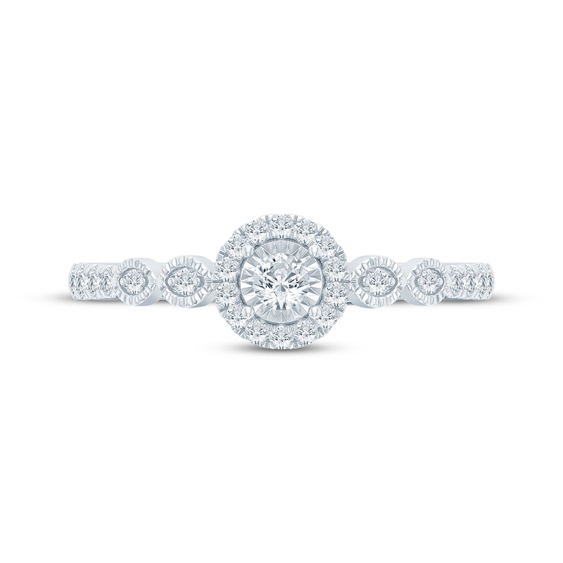 Round-Cut Diamond Halo Engagement Ring 1/4 ct tw 14K White Gold