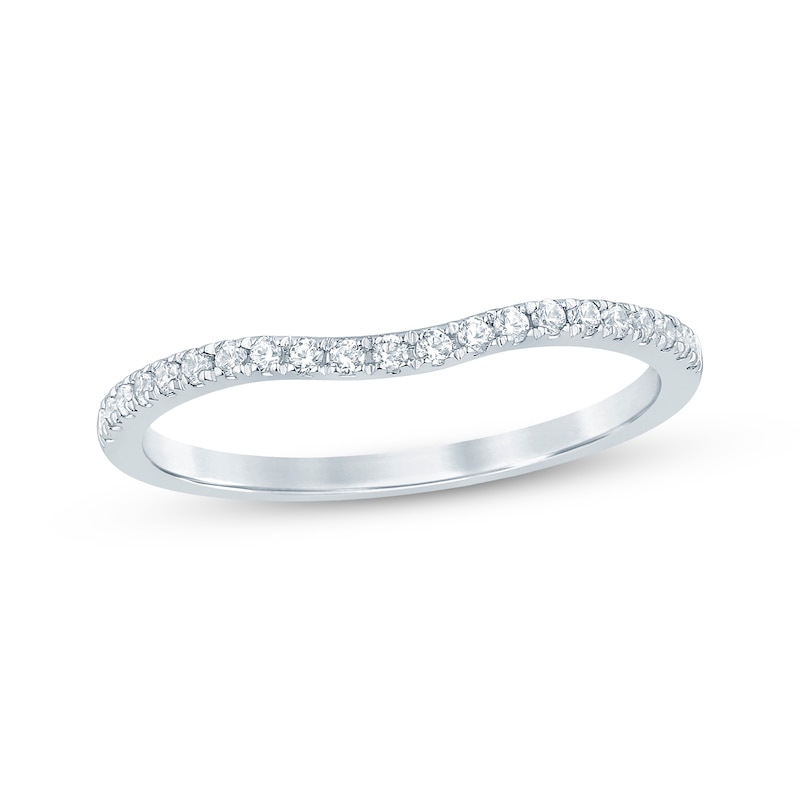 Main Image 1 of Diamond Contour Wedding Band 1/6 ct tw 14K White Gold