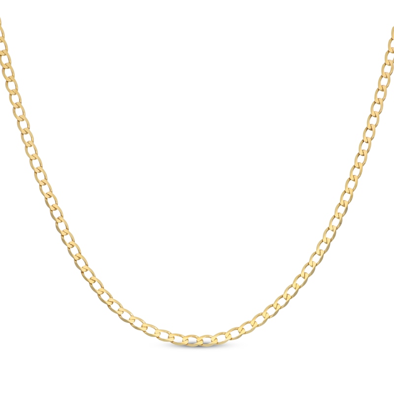 Main Image 1 of Solid Curb Chain Necklace 2.95mm 10K Yellow Gold 18&quot;