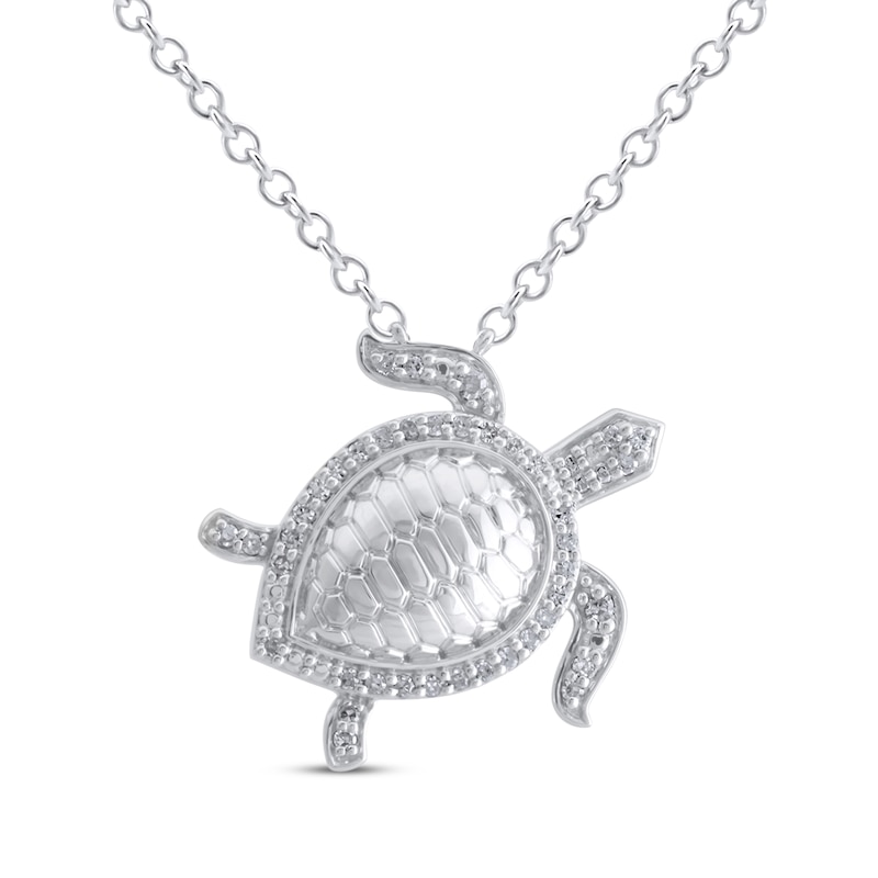 Diamond Turtle Necklace 1/5 ct tw Sterling Silver 18