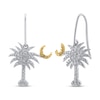 Thumbnail Image 0 of Diamond Palm Tree & Moon Dangle Earrings 1/10 ct tw Sterling Silver & 10K Yellow Gold