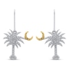 Thumbnail Image 1 of Diamond Palm Tree & Moon Dangle Earrings 1/10 ct tw Sterling Silver & 10K Yellow Gold