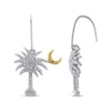 Thumbnail Image 2 of Diamond Palm Tree & Moon Dangle Earrings 1/10 ct tw Sterling Silver & 10K Yellow Gold