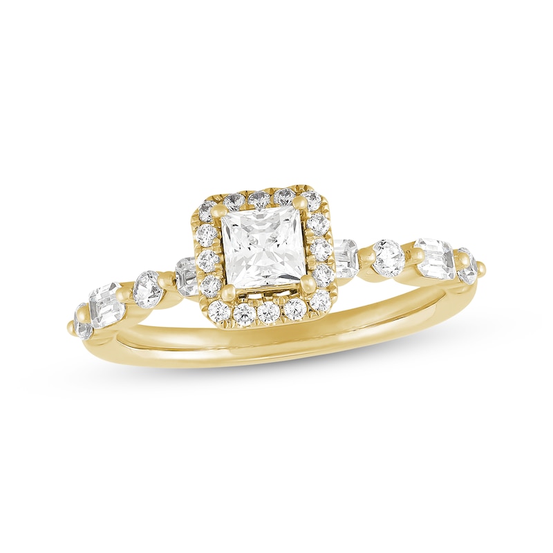 Main Image 1 of Princess-Cut Diamond Engagement Ring 1 ct tw 18K Yellow Gold