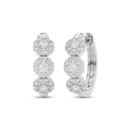 Multi-Diamond Trio Hoop Earrings 1 ct tw 14K White Gold