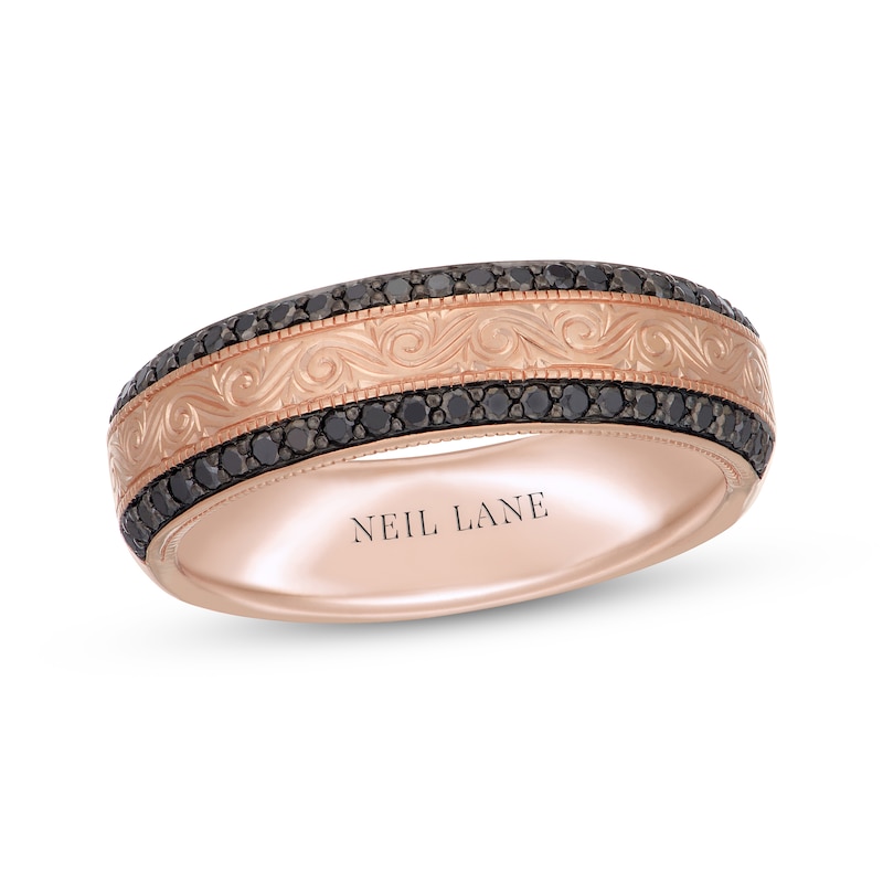 Main Image 1 of Neil Lane Men's Diamond Scrollwork Wedding Band 1/2 ct tw 14K Rose Gold