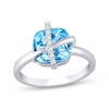 Thumbnail Image 1 of Cushion-Cut Sky Blue Topaz & White Lab-Created Sapphire Crisscross Ring Sterling Silver