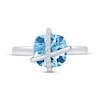 Thumbnail Image 4 of Cushion-Cut Sky Blue Topaz & White Lab-Created Sapphire Crisscross Ring Sterling Silver