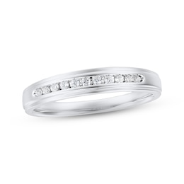 Now + Forever Men's Diamond Wedding Ring 1/8 ct tw 10K White Gold