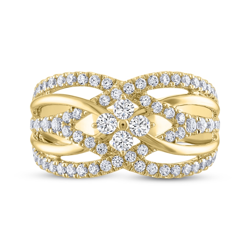 Main Image 3 of THE LEO Diamond Multi-Row Crisscross Ring 1 ct tw 14K Yellow Gold