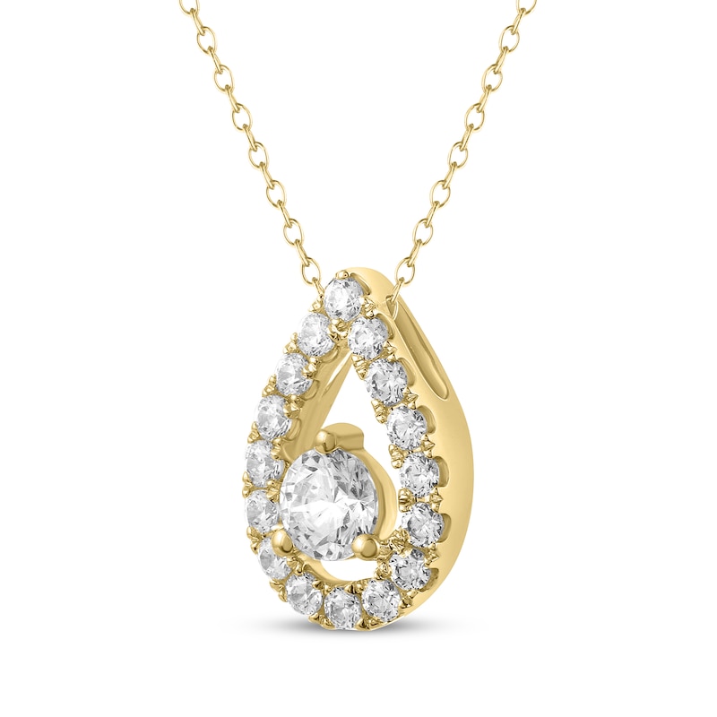 Main Image 2 of THE LEO Diamond Teardrop Frame Necklace 1/2 ct tw 14K Yellow Gold 19&quot;