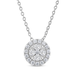 THE LEO Diamond Circle Halo Necklace 1/3 ct tw 14K White Gold 19&quot;