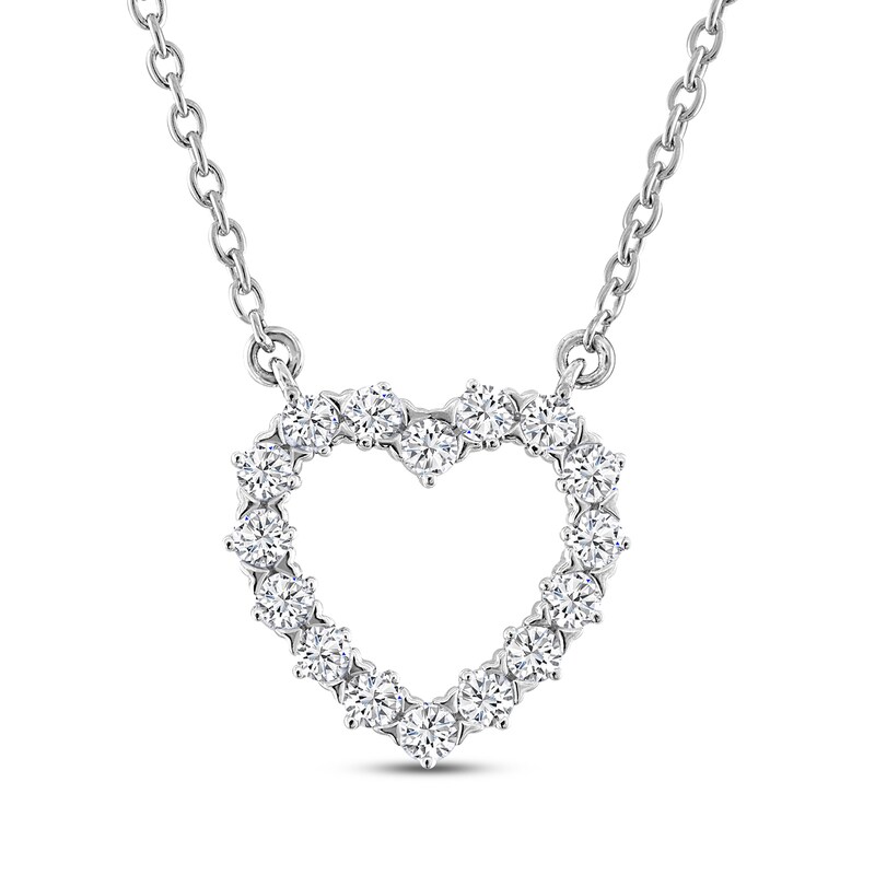 Main Image 1 of THE LEO Diamond Open Heart Necklace 1/2 ct tw 14K White Gold 19&quot;