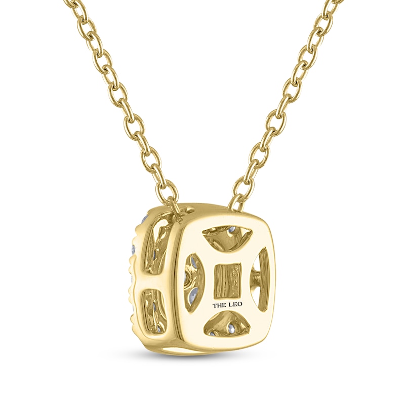 THE LEO Diamond Cushion-Shaped Halo Necklace 1/3 ct tw 14K Yellow Gold 19"